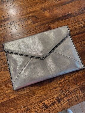 Rebecca Minkoff Metallic Envelope Clutch - Silver Sparkle